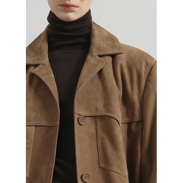 The Frankie Shop Hester Faux Suede Jacket – Camel, view 7