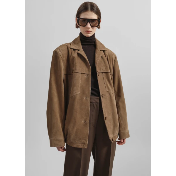 The Frankie Shop Hester Faux Suede Jacket – Camel, view 8