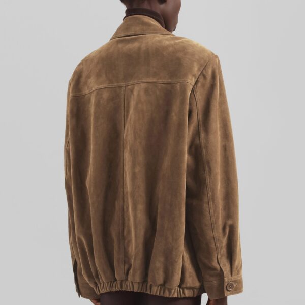 The Frankie Shop Hester Faux Suede Jacket - Camel - Oversized Minimalist Jackets in Brown - Shop at Coveti