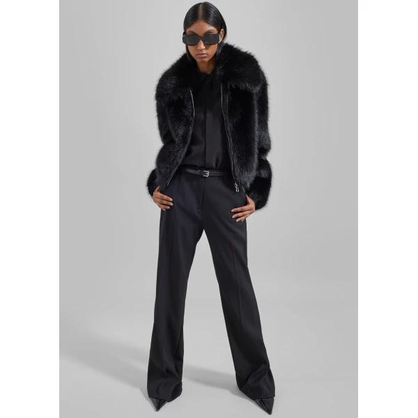 The Frankie Shop Hope Faux Fur Jacket – Black, view 2