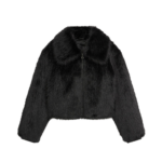 The Frankie Shop Hope Faux Fur Jacket - Black - Oversized Minimalist Jackets in Black - Shop at Coveti