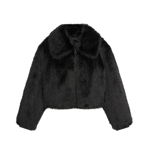 The Frankie Shop Hope Faux Fur Jacket - Black - Oversized Minimalist Jackets in Black - Shop at Coveti