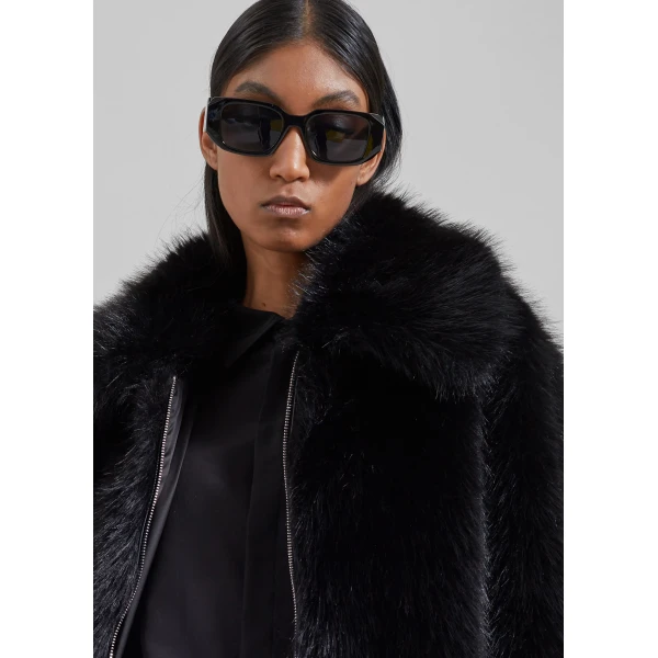 The Frankie Shop Hope Faux Fur Jacket – Black, view 5