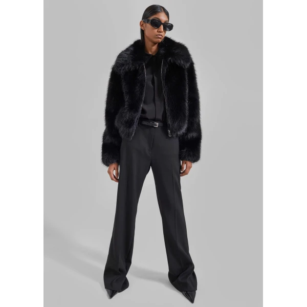 The Frankie Shop Hope Faux Fur Jacket – Black, view 8