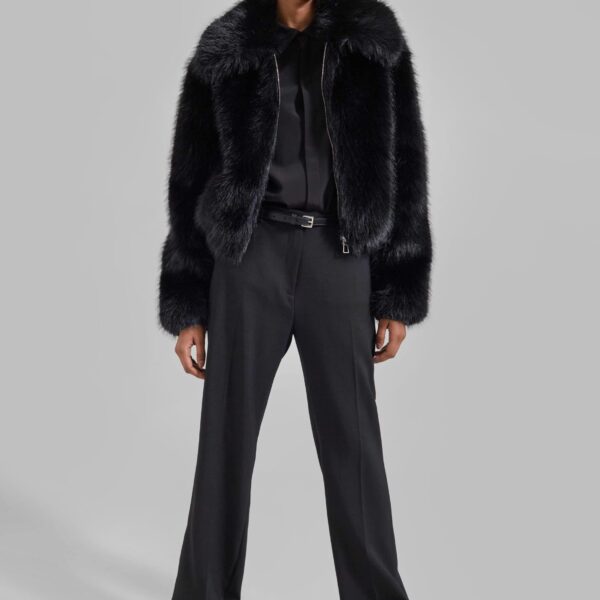 The Frankie Shop Hope Faux Fur Jacket - Black - Oversized Minimalist Jackets in Black - Shop at Coveti
