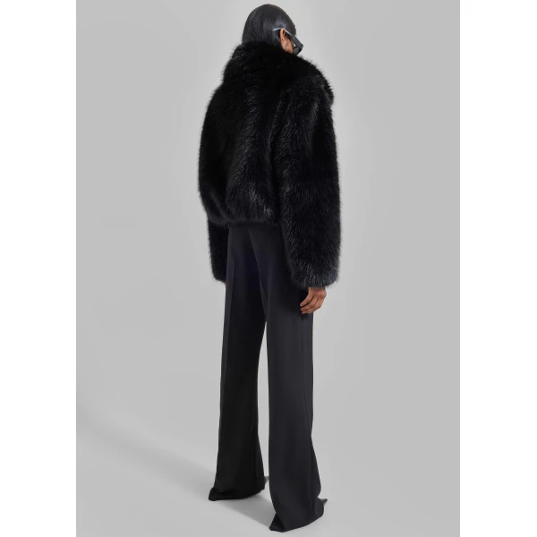 The Frankie Shop Hope Faux Fur Jacket – Black, view 9
