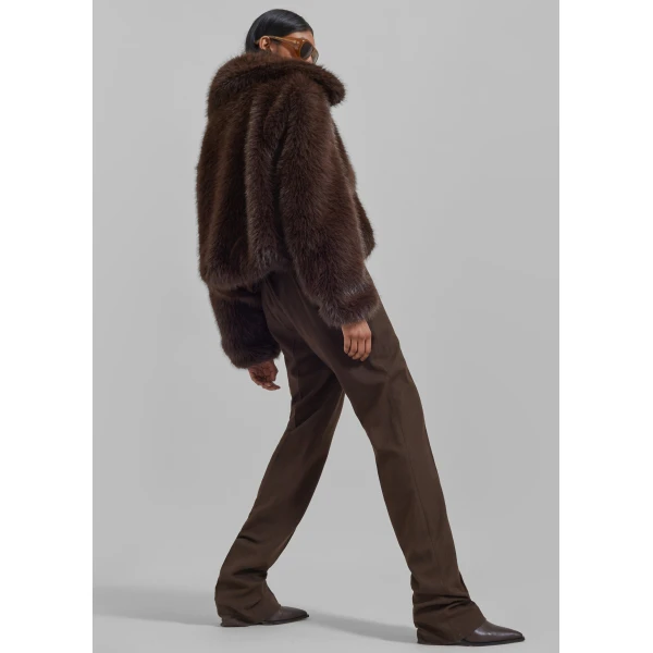 The Frankie Shop Hope Faux Fur Jacket – Brown, view 5