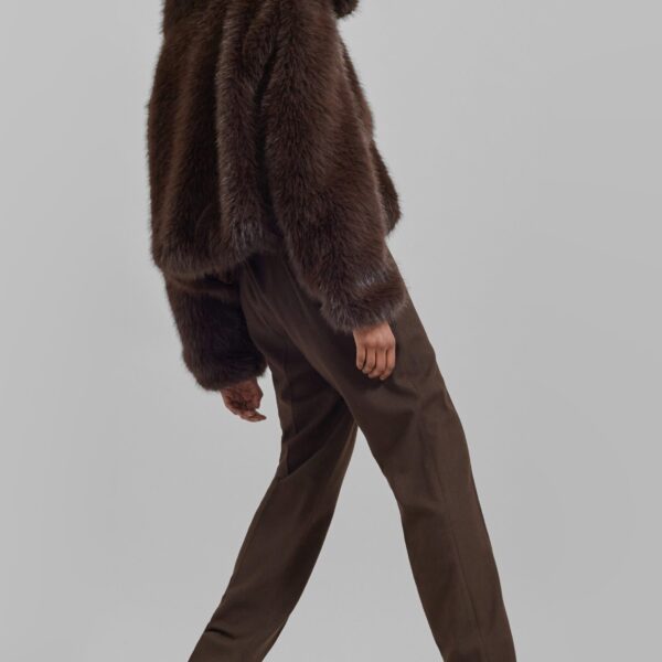 The Frankie Shop Hope Faux Fur Jacket - Brown - Oversized Minimalist Jackets in Brown - Shop at Coveti