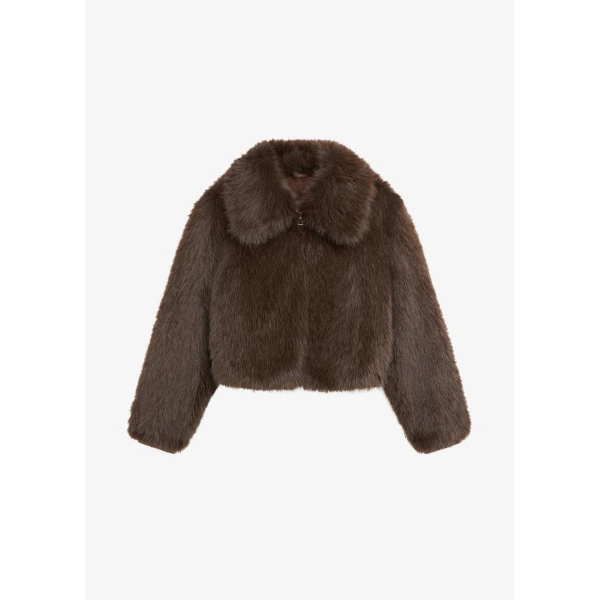 The Frankie Shop Hope Faux Fur Jacket – Brown, view 9