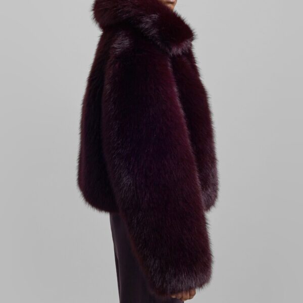 The Frankie Shop Hope Faux Fur Jacket - Dark Plum - Oversized Minimalist Jackets in Plum - Shop at Coveti