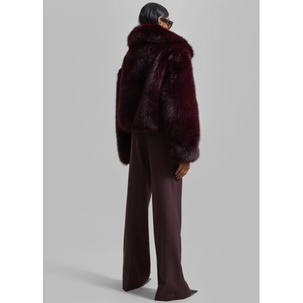 The Frankie Shop Hope Faux Fur Jacket – Dark Plum, view 9