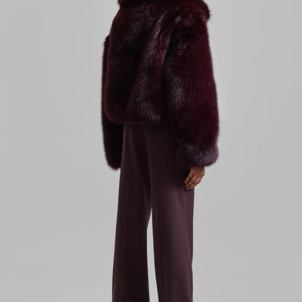 The Frankie Shop Hope Faux Fur Jacket - Dark Plum - Oversized Minimalist Jackets in Plum - Shop at Coveti