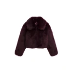 The Frankie Shop Hope Faux Fur Jacket - Dark Plum - Oversized Minimalist Jackets in Plum - Shop at Coveti