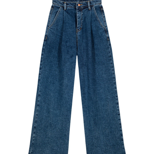 The Frankie Shop Isabella Denim Pants - Medium Wash - Oversized Minimalist Pants in Blue - Shop at Coveti