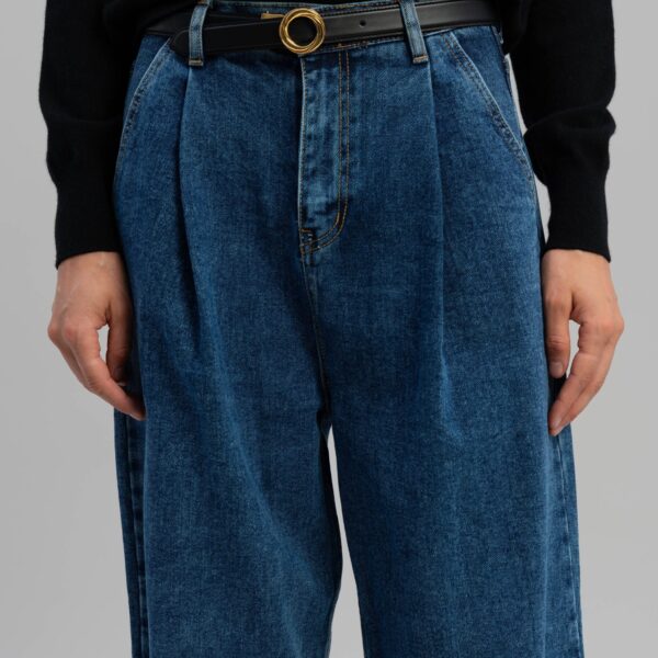 The Frankie Shop Isabella Denim Pants - Medium Wash - Oversized Minimalist Pants in Blue - Shop at Coveti