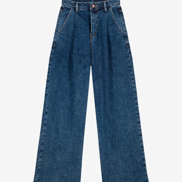 The Frankie Shop Isabella Denim Pants - Medium Wash - Oversized Minimalist Pants in Blue - Shop at Coveti