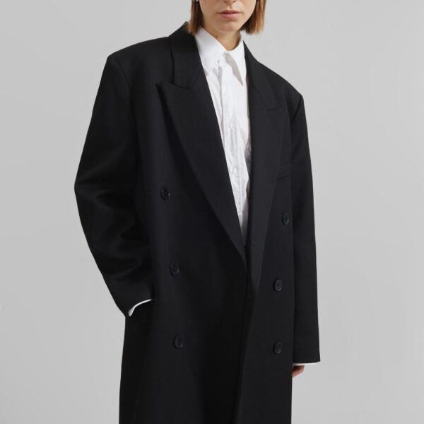 The Frankie Shop Jane Long Coat - Black - Oversized Minimalist Coats in Black - Shop at Coveti