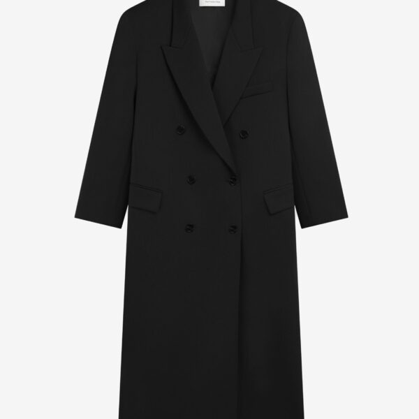 The Frankie Shop Jane Long Coat - Black - Oversized Minimalist Coats in Black - Shop at Coveti