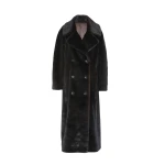 The Frankie Shop Joni Faux Fur Coat - Dark Espresso - Oversized Minimalist Coats in Brown - Shop at Coveti