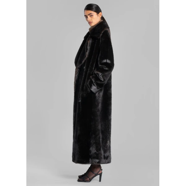 The Frankie Shop Joni Faux Fur Coat – Dark Espresso, view 4
