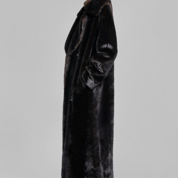 The Frankie Shop Joni Faux Fur Coat - Dark Espresso - Oversized Minimalist Coats in Brown - Shop at Coveti
