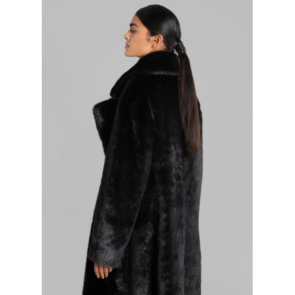 The Frankie Shop Joni Faux Fur Coat – Dark Espresso, view 7