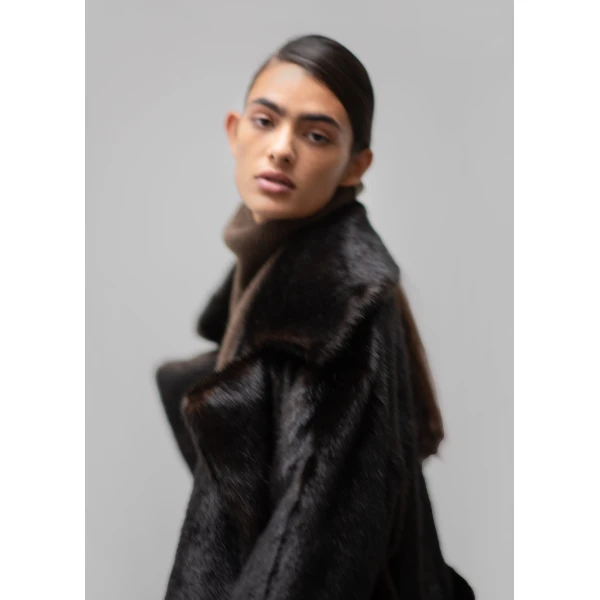 The Frankie Shop Joni Faux Fur Coat – Dark Espresso, view 8