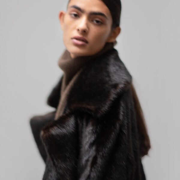 The Frankie Shop Joni Faux Fur Coat - Dark Espresso - Oversized Minimalist Coats in Brown - Shop at Coveti