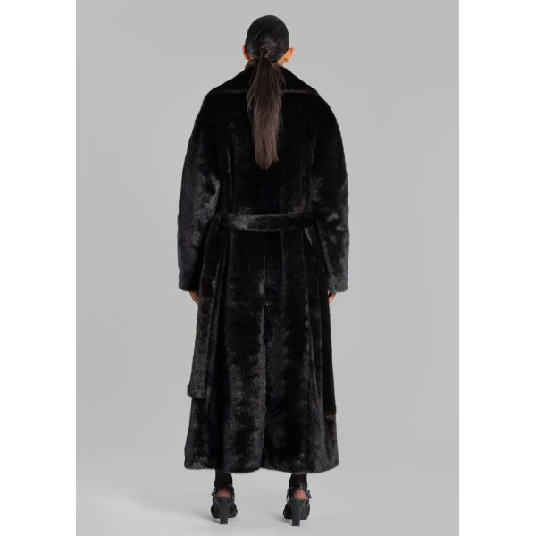 The Frankie Shop Joni Faux Fur Coat – Dark Espresso, view 9