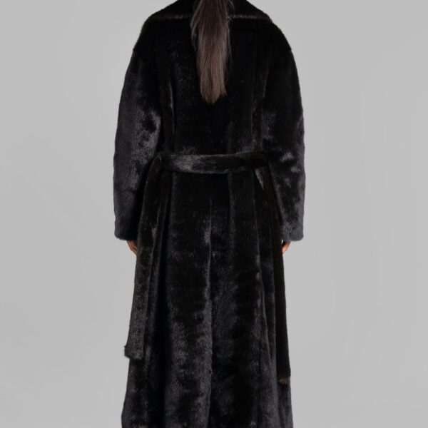 The Frankie Shop Joni Faux Fur Coat - Dark Espresso - Oversized Minimalist Coats in Brown - Shop at Coveti