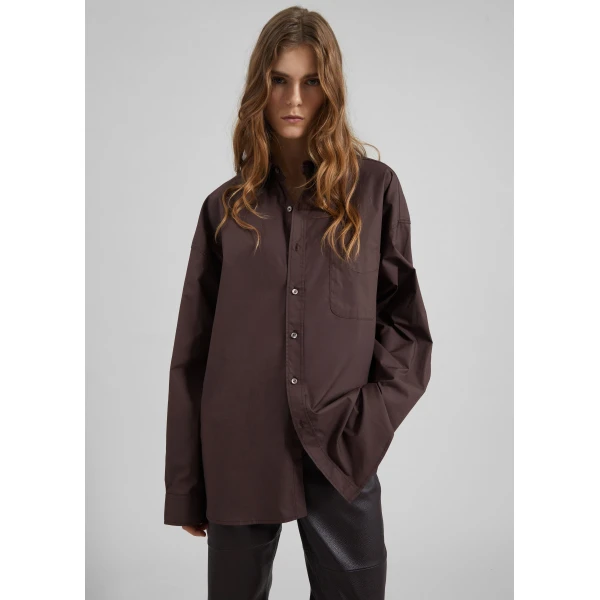 The Frankie Shop Jorhat Shirt – Dark Brown, view 2