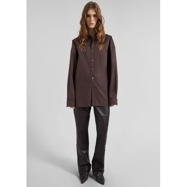 The Frankie Shop Jorhat Shirt – Dark Brown, view 4