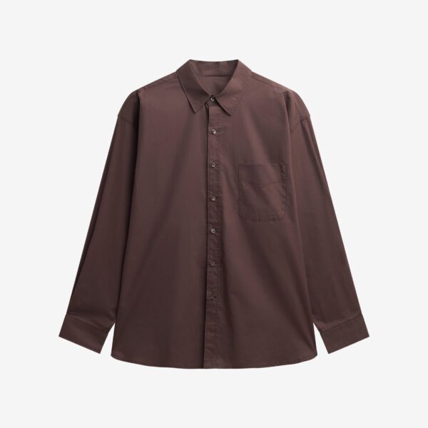 The Frankie Shop Jorhat Shirt - Dark Brown - Oversized Minimalist Tops in White - Shop at Coveti