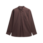 The Frankie Shop Jorhat Shirt - Dark Brown - Oversized Minimalist Tops in White - Shop at Coveti