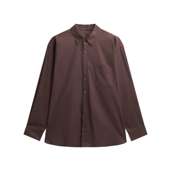 The Frankie Shop Jorhat Shirt - Dark Brown - Oversized Minimalist Tops in White - Shop at Coveti