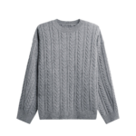 The Frankie Shop Karmoy Cable Knit Padded Sweater - Grey - Oversized Minimalist Knitwear in Grey - Shop at Coveti
