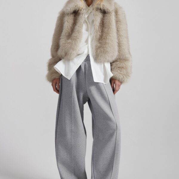 The Frankie Shop Keane Tapered Sweatpants - Grey - Oversized Minimalist Pants in Grey - Shop at Coveti