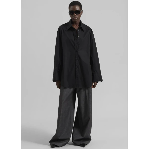 The Frankie Shop Kent Button Up Shirt – Black, view 2