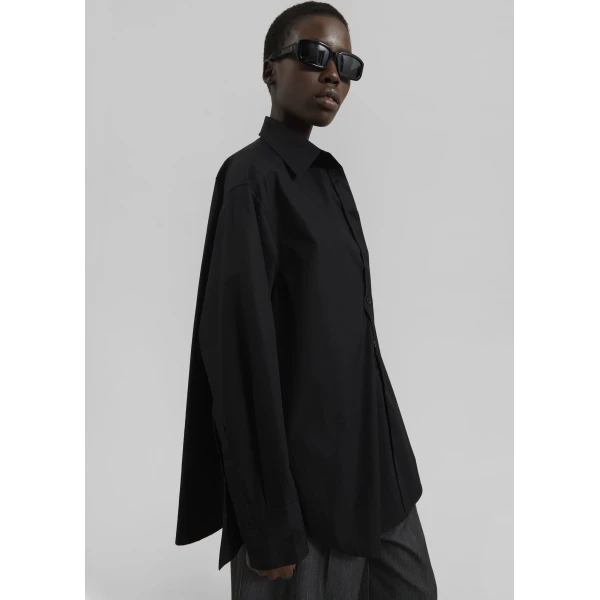 The Frankie Shop Kent Button Up Shirt – Black, view 5
