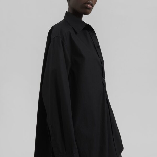 The Frankie Shop Kent Button Up Shirt - Black - Oversized Minimalist Tops in Black - Shop at Coveti