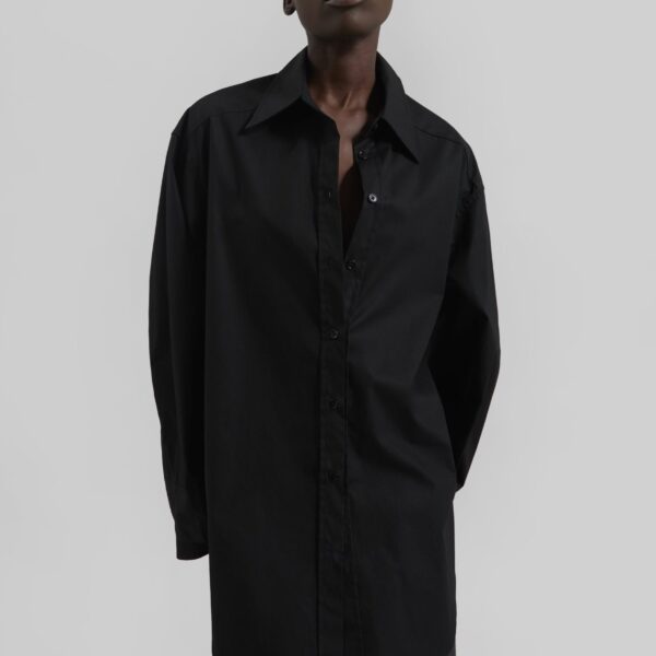 The Frankie Shop Kent Button Up Shirt - Black - Oversized Minimalist Tops in Black - Shop at Coveti