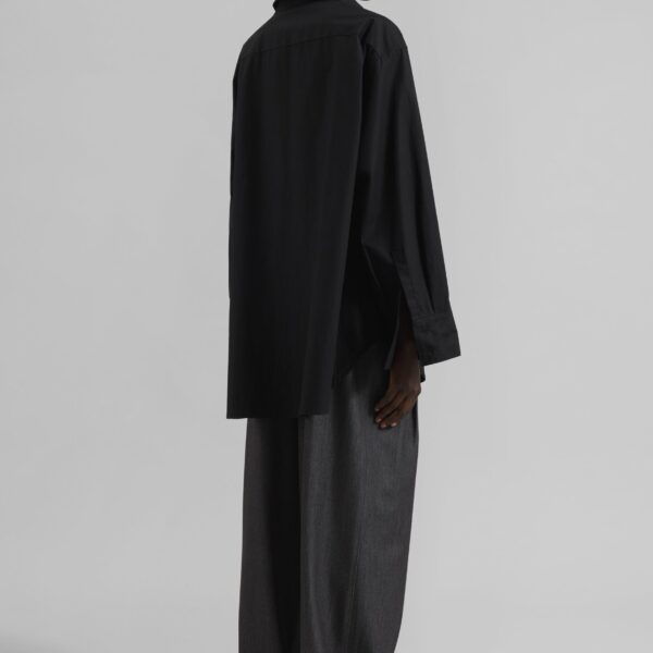 The Frankie Shop Kent Button Up Shirt - Black - Oversized Minimalist Tops in Black - Shop at Coveti
