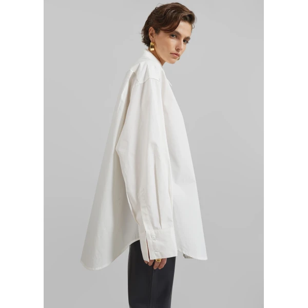The Frankie Shop Kent Button Up Shirt – White, view 3