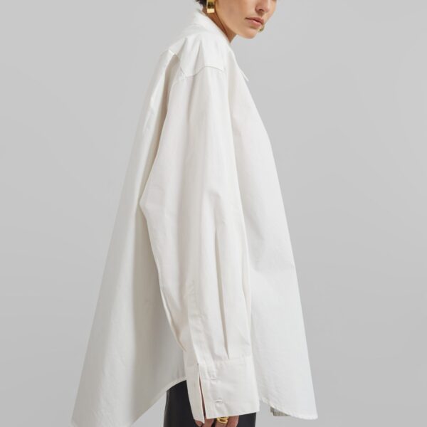 The Frankie Shop Kent Button Up Shirt - White - Oversized Minimalist Tops in White - Shop at Coveti