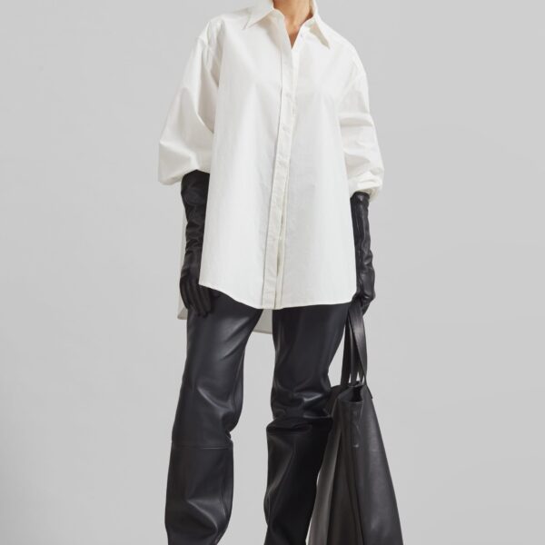 The Frankie Shop Kent Button Up Shirt - White - Oversized Minimalist Tops in White - Shop at Coveti