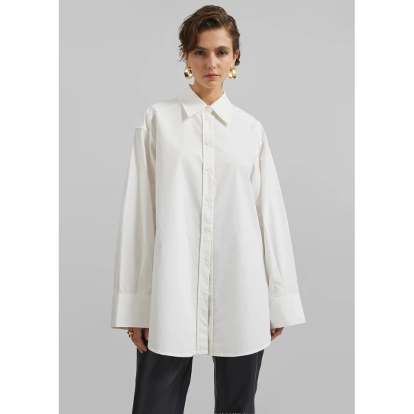 The Frankie Shop Kent Button Up Shirt – White, view 6