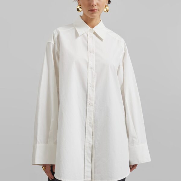 The Frankie Shop Kent Button Up Shirt - White - Oversized Minimalist Tops in White - Shop at Coveti