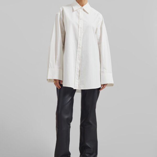 The Frankie Shop Kent Button Up Shirt - White - Oversized Minimalist Tops in White - Shop at Coveti