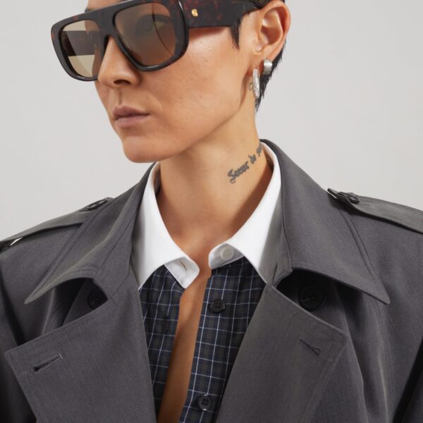 The Frankie Shop Kinsley Cropped Trench Jacket - Grey - Oversized Minimalist Jackets in Grey - Shop at Coveti