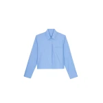 The Frankie Shop Kniva Cropped Shirt - Blue - Oversized Minimalist Tops in Blue - Shop at Coveti